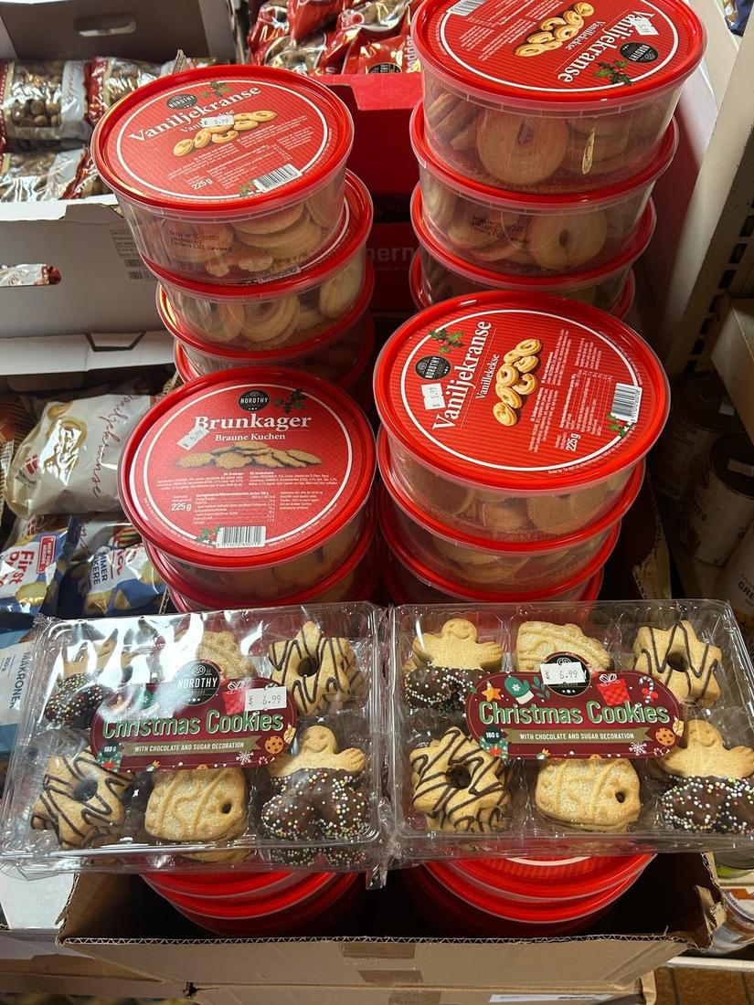 Danish Christmas biscuits, vaniljekranse and pebern&oslash;dder at Hansel Deli in Surrey BC